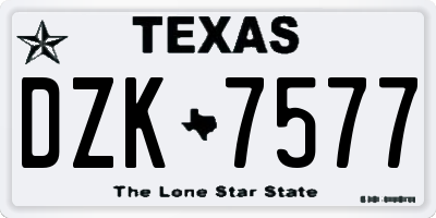 TX license plate DZK7577