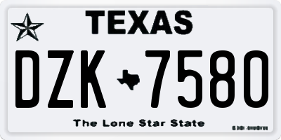 TX license plate DZK7580