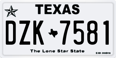 TX license plate DZK7581