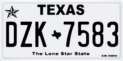 TX license plate DZK7583