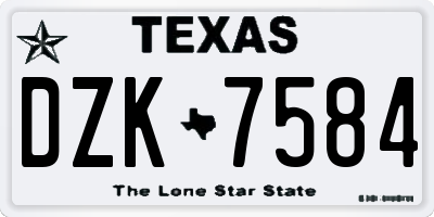 TX license plate DZK7584