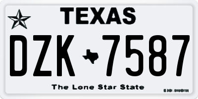 TX license plate DZK7587