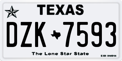 TX license plate DZK7593