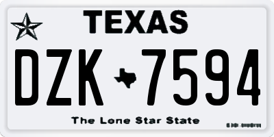 TX license plate DZK7594