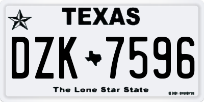 TX license plate DZK7596