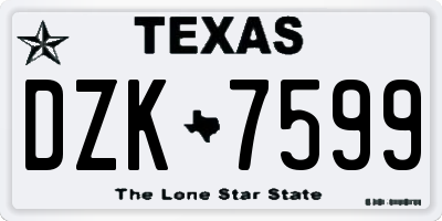 TX license plate DZK7599