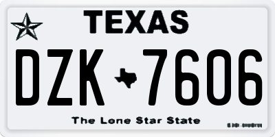 TX license plate DZK7606