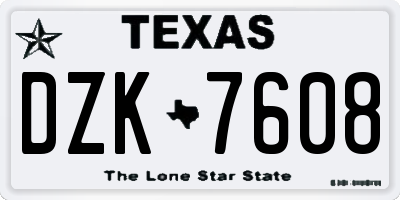TX license plate DZK7608