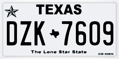 TX license plate DZK7609