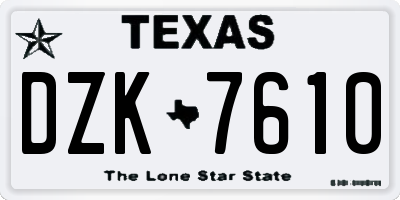 TX license plate DZK7610