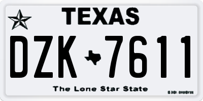 TX license plate DZK7611