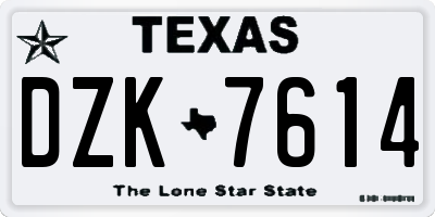 TX license plate DZK7614
