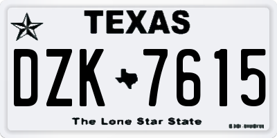 TX license plate DZK7615