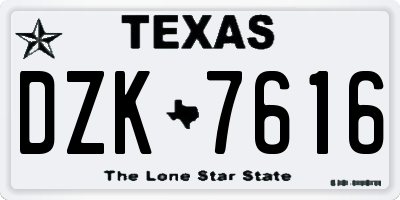 TX license plate DZK7616