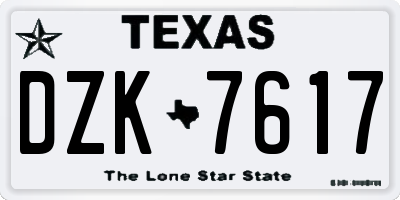 TX license plate DZK7617