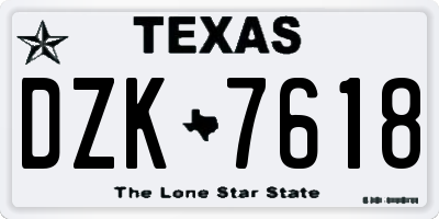 TX license plate DZK7618