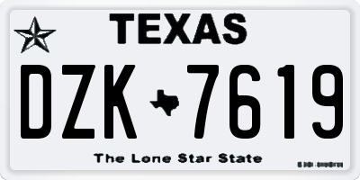 TX license plate DZK7619