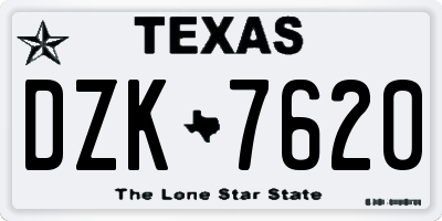 TX license plate DZK7620
