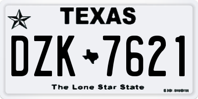 TX license plate DZK7621