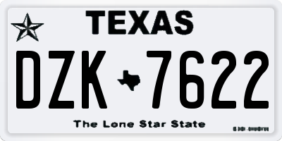 TX license plate DZK7622
