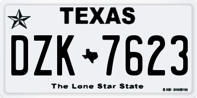 TX license plate DZK7623