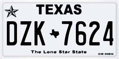 TX license plate DZK7624