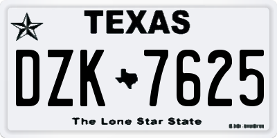 TX license plate DZK7625
