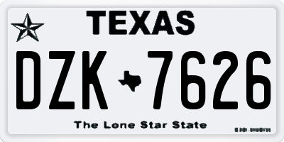 TX license plate DZK7626