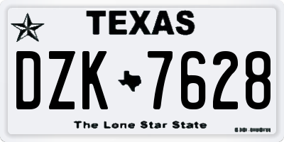 TX license plate DZK7628