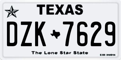 TX license plate DZK7629