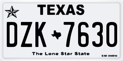 TX license plate DZK7630