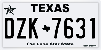 TX license plate DZK7631