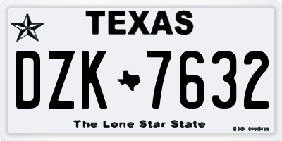 TX license plate DZK7632