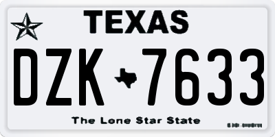 TX license plate DZK7633