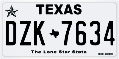 TX license plate DZK7634