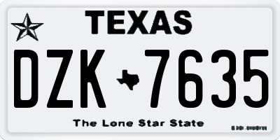 TX license plate DZK7635