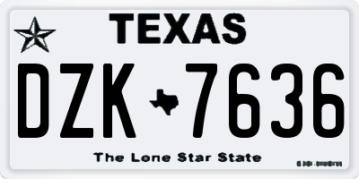 TX license plate DZK7636