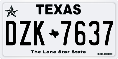 TX license plate DZK7637