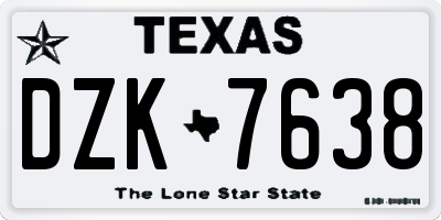 TX license plate DZK7638