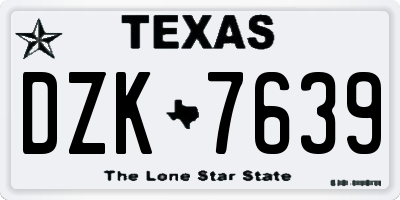 TX license plate DZK7639