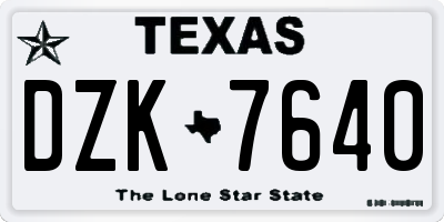 TX license plate DZK7640