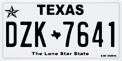 TX license plate DZK7641