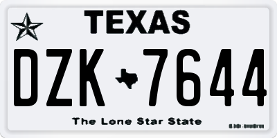 TX license plate DZK7644