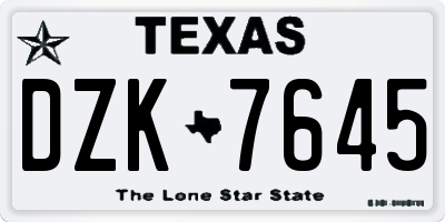 TX license plate DZK7645