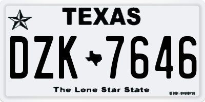 TX license plate DZK7646