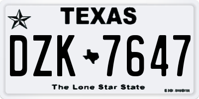 TX license plate DZK7647