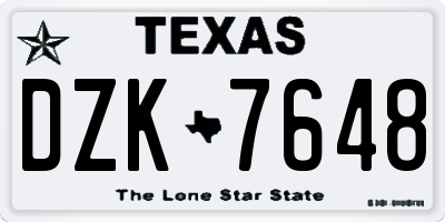 TX license plate DZK7648
