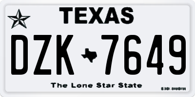 TX license plate DZK7649