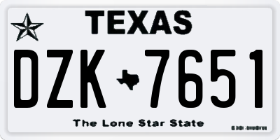 TX license plate DZK7651