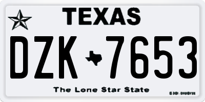 TX license plate DZK7653